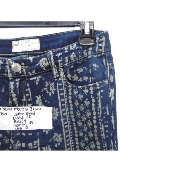 FREE PEOPLE MANTRA Bali Pattern Womens Size 28 (32x34) BELL BOTTON Flare Jeans - Picture 6 of 11